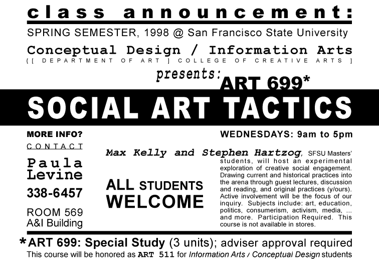 Social Art Tactics- announcement